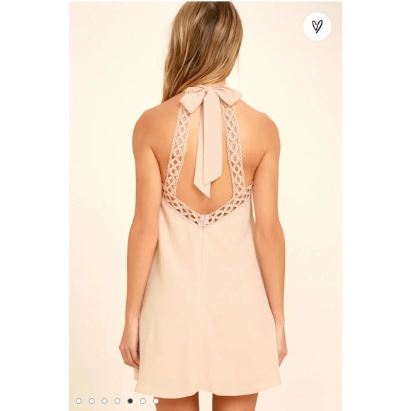Lulus Any Sway, Shape Or Form Pink Lace Halter Shift Open Back Formal Dress - Picture 3 of 13